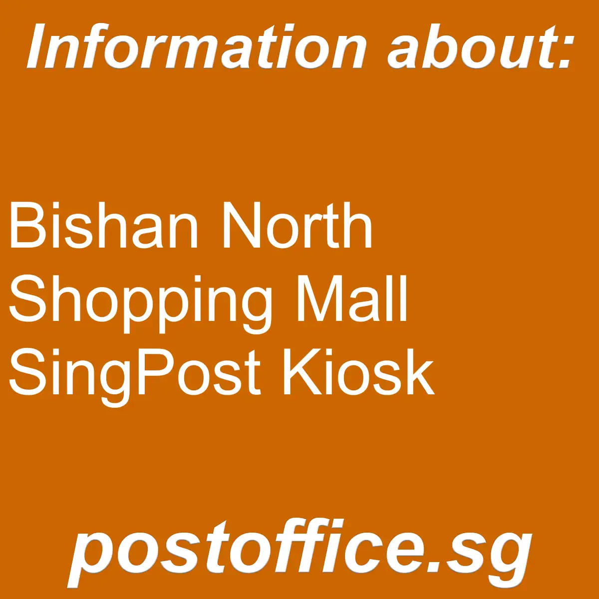 Bishan North Shopping Mall Bishan North Shopping Mall SingPost Kiosk - Bishan North Shopping Mall