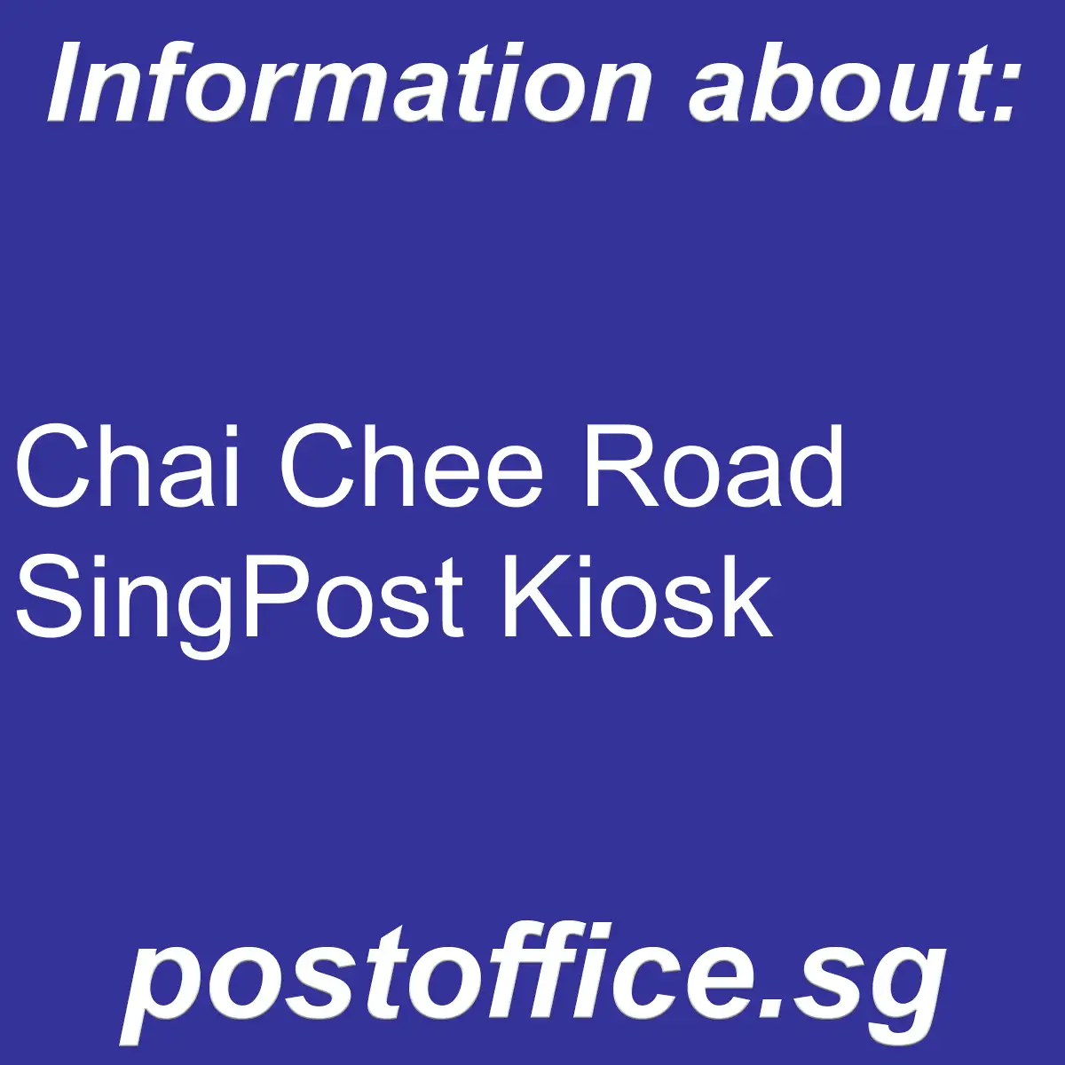 Chai Chee Road Chai Chee Road SingPost Kiosk - Chai Chee Road