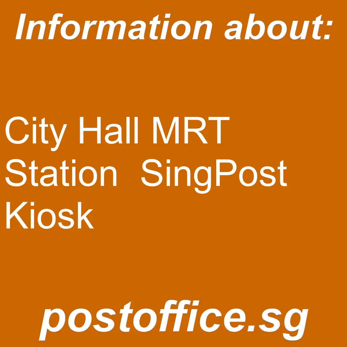 City Hall MRT Station City Hall MRT Station SingPost Kiosk - City Hall MRT Station