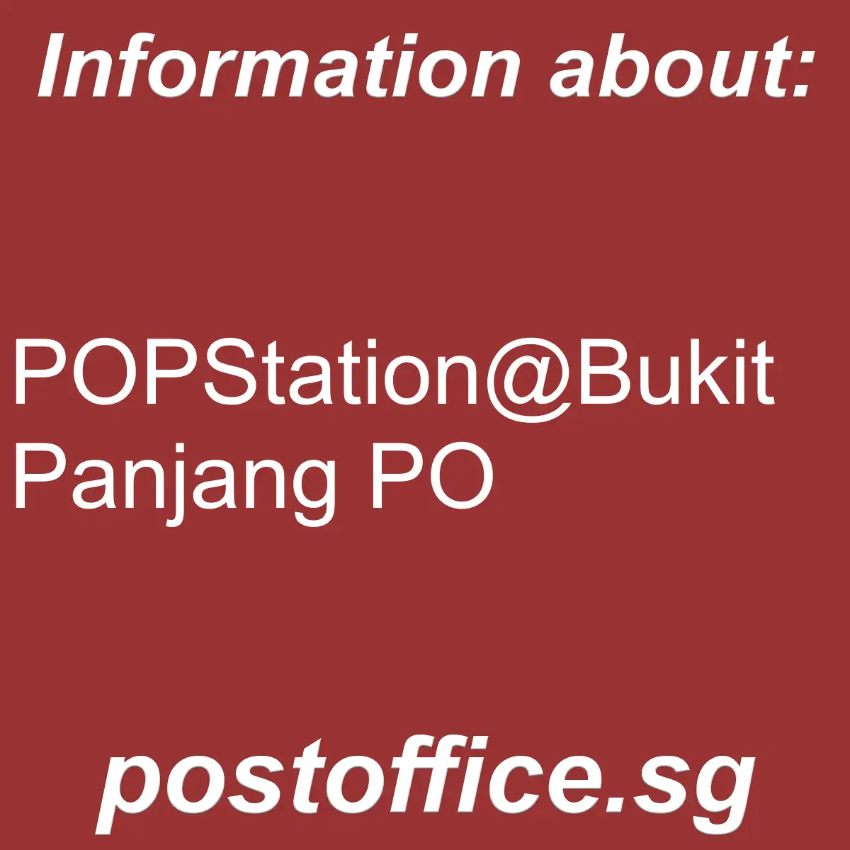 POPStation@Bukit Panjang PO POPStation@Bukit Panjang PO - POPStation@Bukit Panjang PO