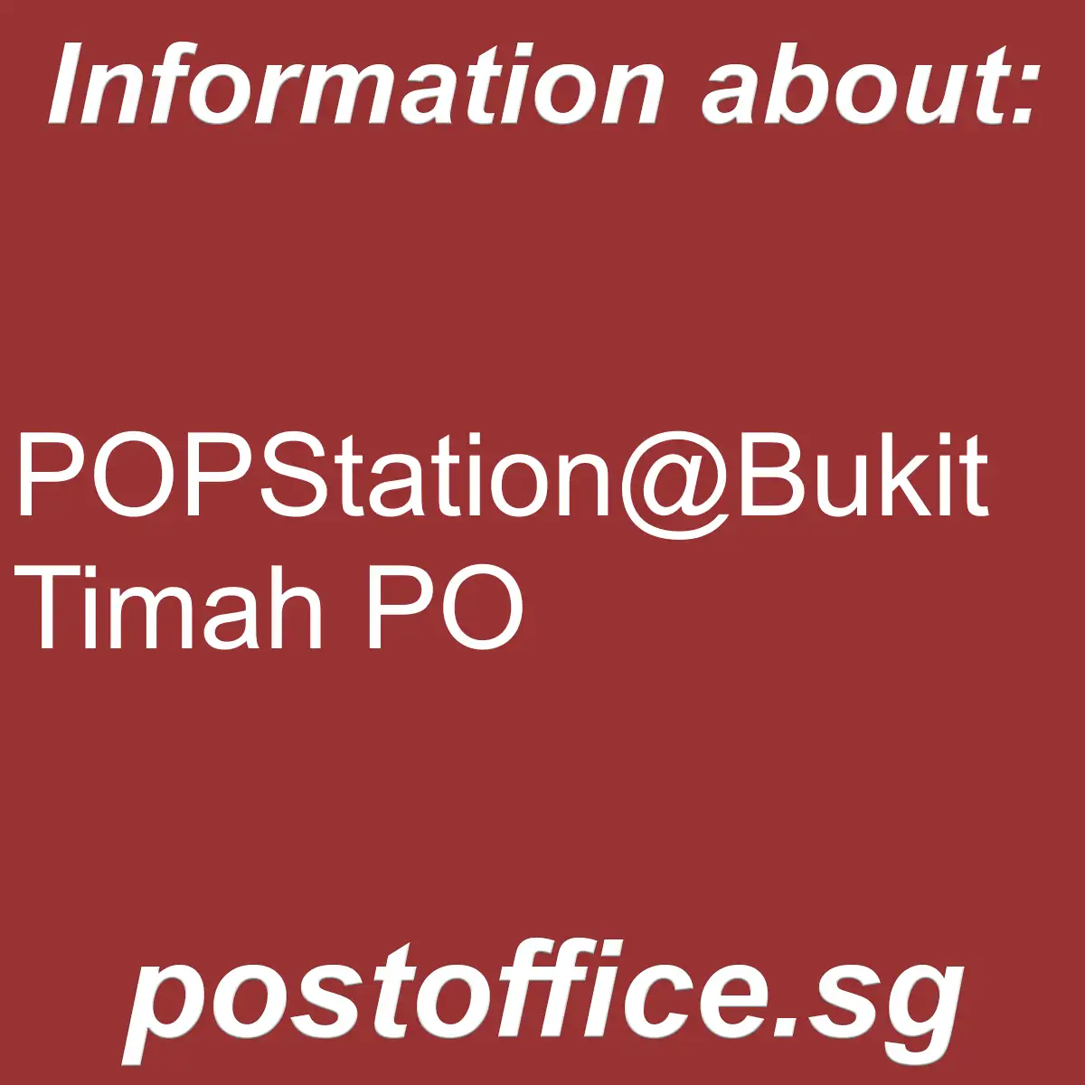 POPStation@Bukit Timah PO POPStation@Bukit Timah PO - POPStation@Bukit Timah PO