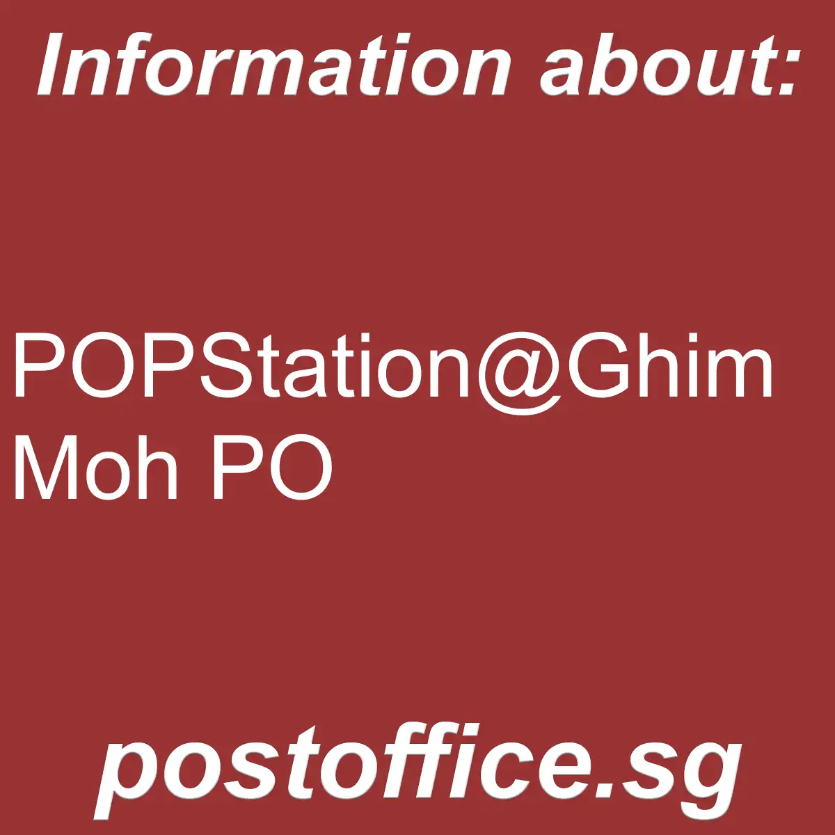 POPStation@Ghim Moh PO POPStation@Ghim Moh PO - POPStation@Ghim Moh PO