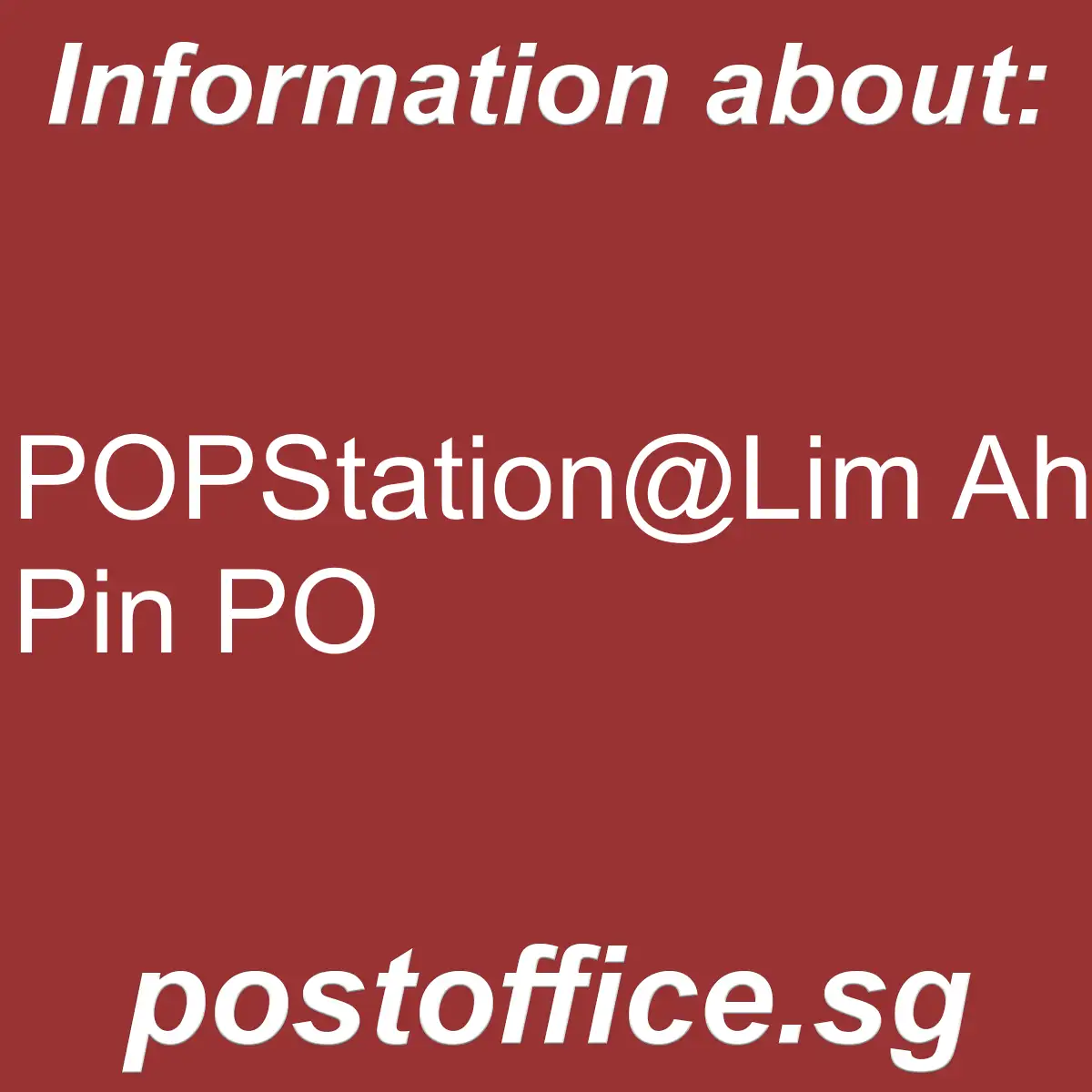 POPStation@Lim Ah Pin PO POPStation@Lim Ah Pin PO - POPStation@Lim Ah Pin PO