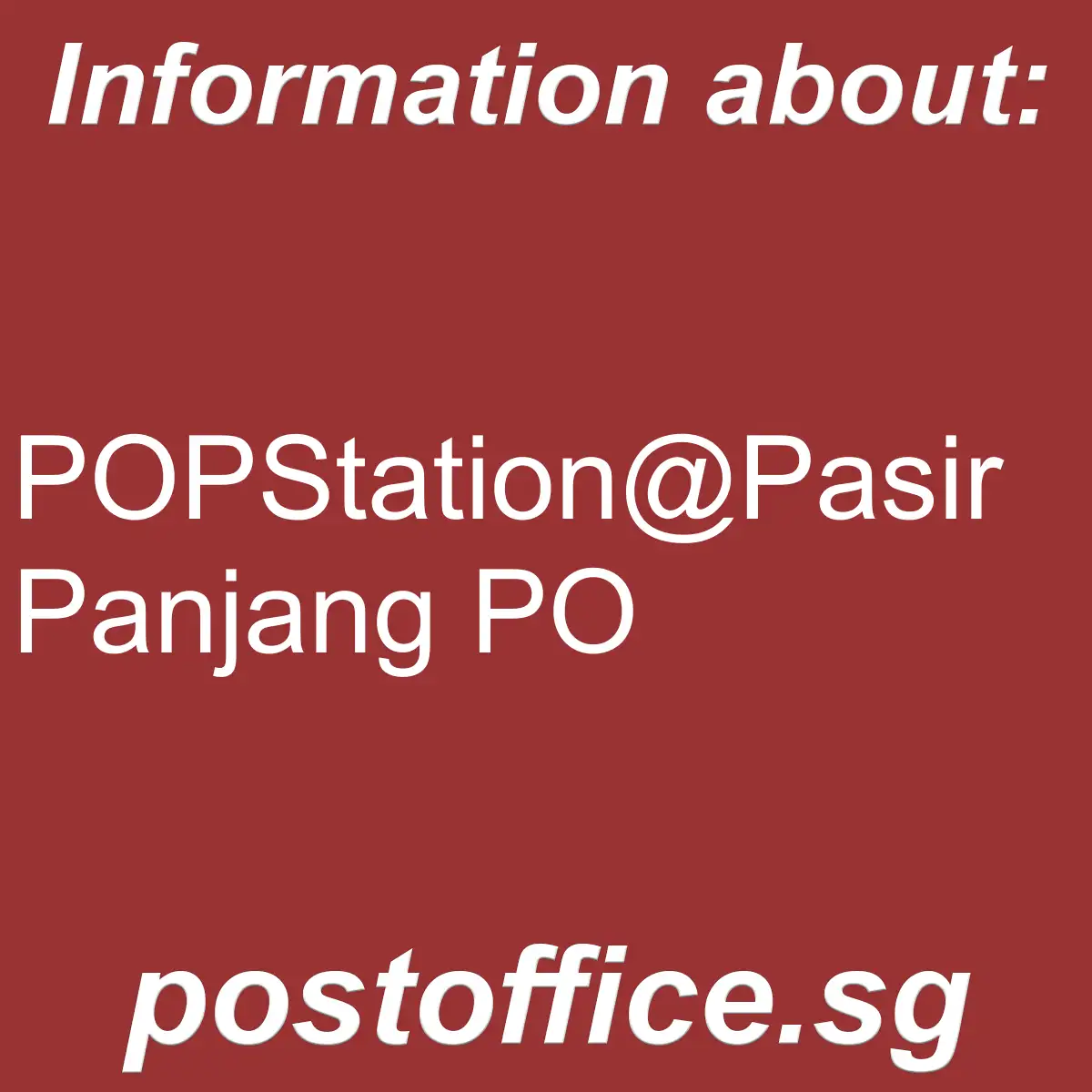 POPStation@Pasir Panjang PO POPStation@Pasir Panjang PO - POPStation@Pasir Panjang PO