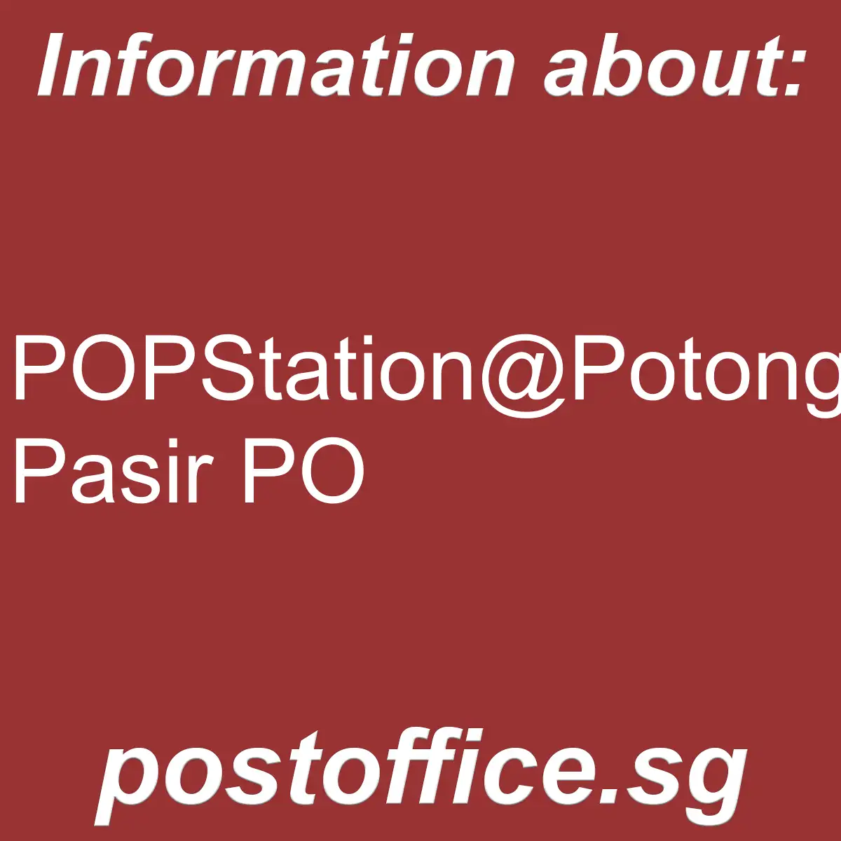 POPStation@Potong Pasir PO POPStation@Potong Pasir PO - POPStation@Potong Pasir PO
