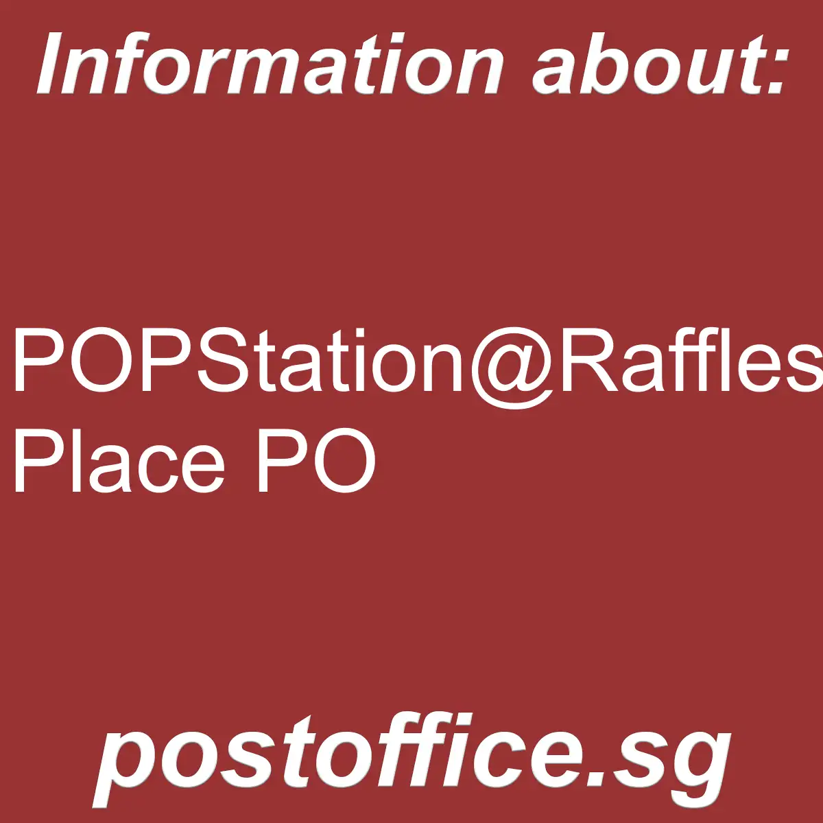 POPStation@Raffles Place PO POPStation@Raffles Place PO - POPStation@Raffles Place PO