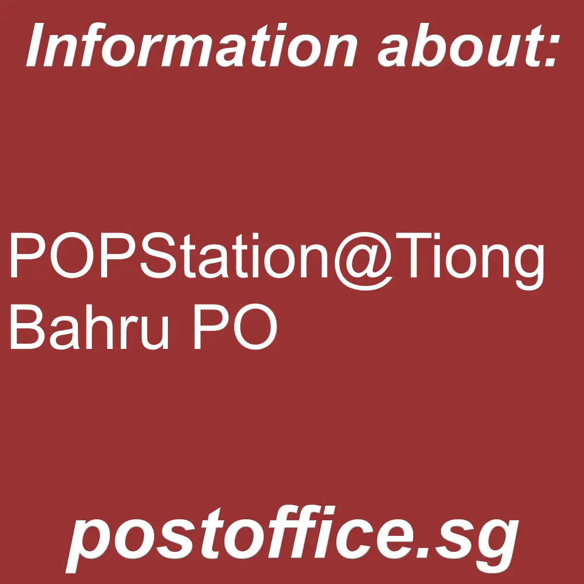 POPStation@Tiong Bahru PO POPStation@Tiong Bahru PO - POPStation@Tiong Bahru PO