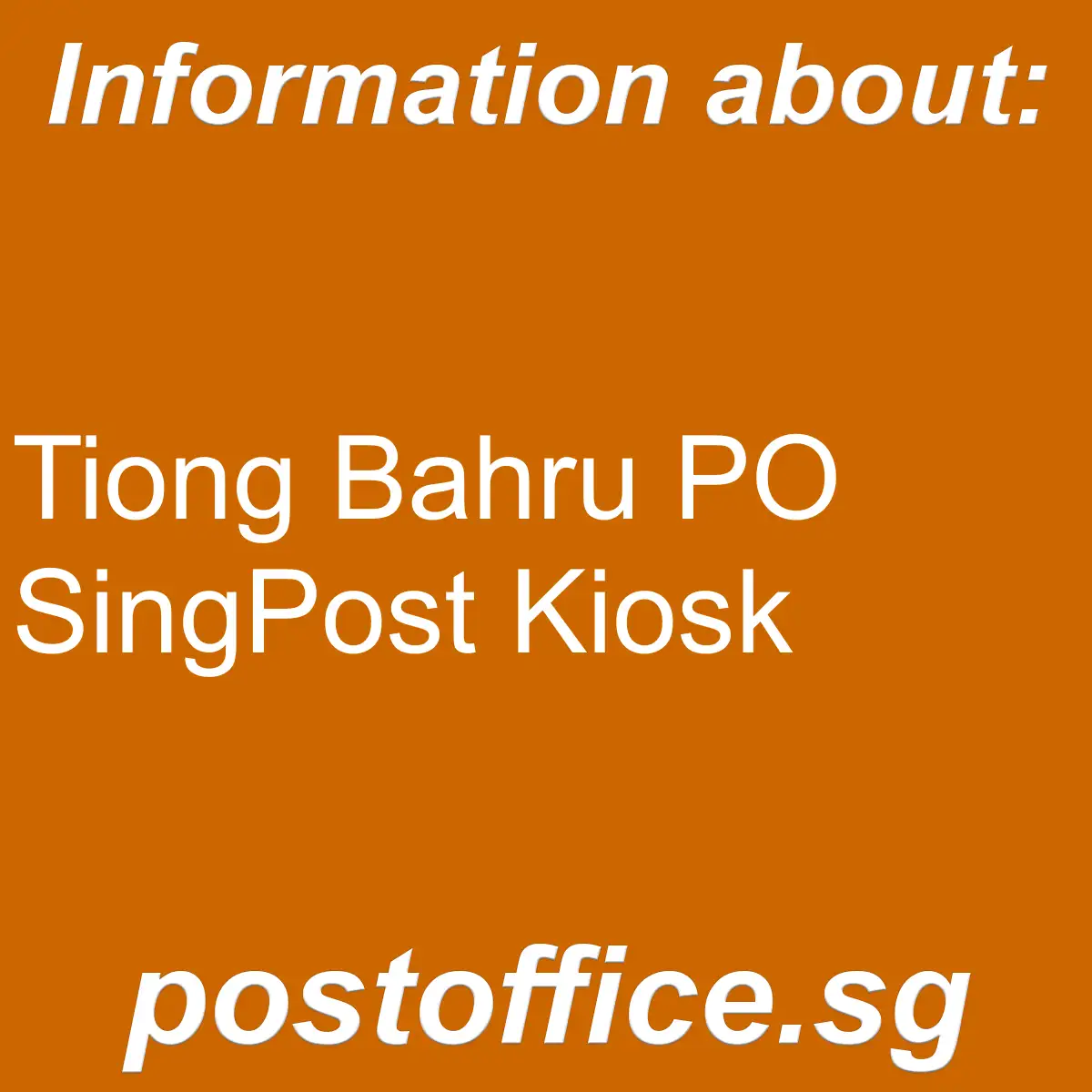 Tiong Bahru PO Tiong Bahru PO SingPost Kiosk - Tiong Bahru PO