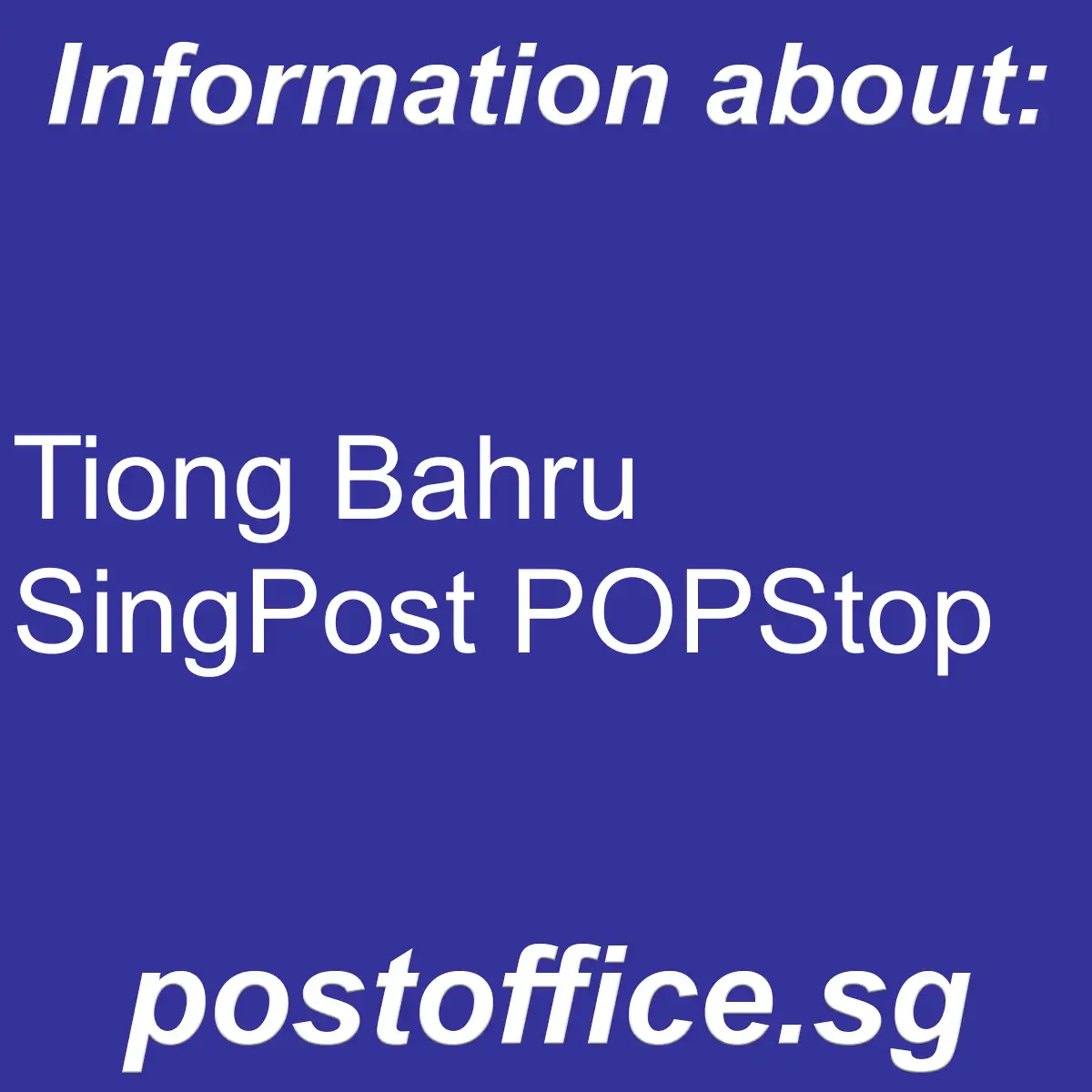 Tiong Bahru POPStop Tiong Bahru SingPost POPStop - Tiong Bahru POPStop